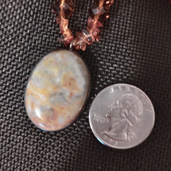 Vintage Amber Stone Pendant Necklace Hippie Spiritual Boho Chic Fashion Jewelry - Picture 2 of 16